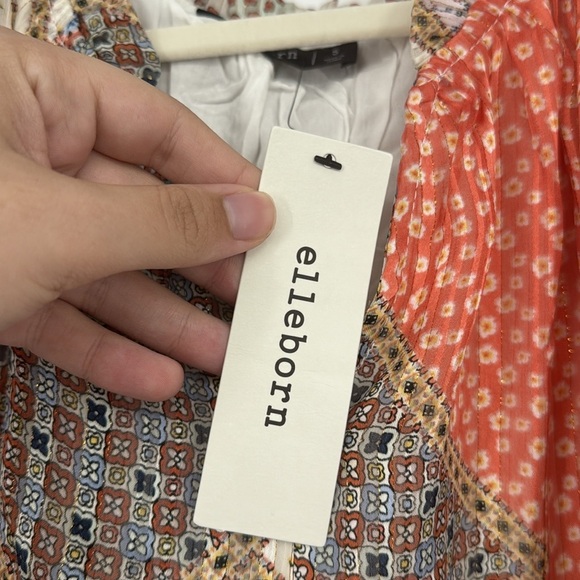 Elleborn Patchwork Boho Mini Dress | Short Sleeve Ruffle Hem | Multiple Sizes - Picture 3 of 5